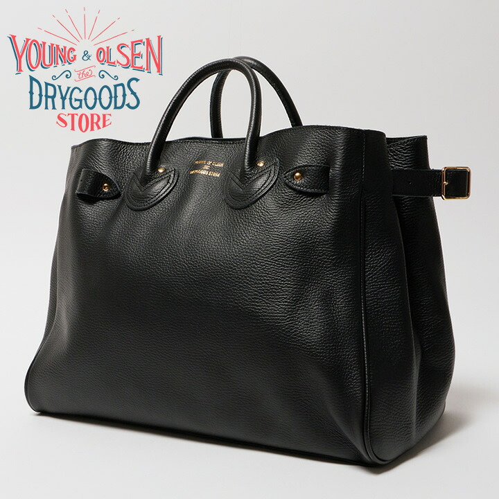 YOUNG\u0026OLSEN The DRYGOODS STORE ヤングアンドオルセン レディース 春 夏 秋 冬 通い 普段使い走り A4 白いこと 黒いこと 赤銅色 ベージュ EMBOSSED LEATHER BELTED TOTE M なめし革 トートバック YO2501-GD012