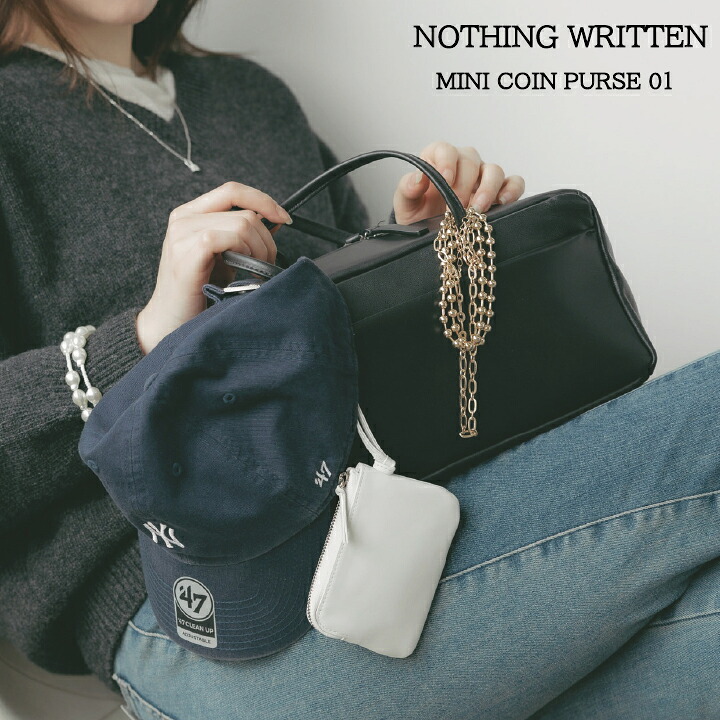 NOTHING WRITTEN / ナッシングリトゥン レザーポーチ ミニサイズ COIN PURSE 01 アイボリー ブラック 白 黒 レディース 春夏秋冬 ポーチ ミニポーチ　NW25PS-1038