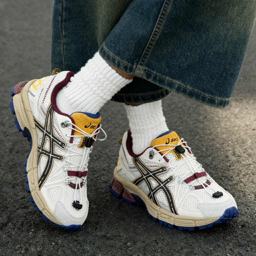 日本未入荷 asics アシックス GEL-KAHANA 8FL White Beige Blue Burgundy 先だつもの カハナ 白いこと ベージュ 青碧 バーガンディ 心地好いシューズ 男女兼用スニーカー 1203B031-104