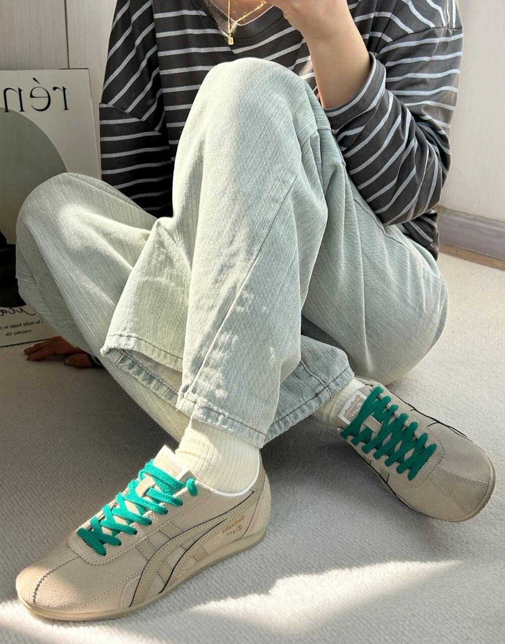 日本未入荷 Onitsuka Tiger オニツカタイガー Runspark Mint Beige ランスパーク ミントベージュ ユニセックススニーカー 1183C338-200|jelly