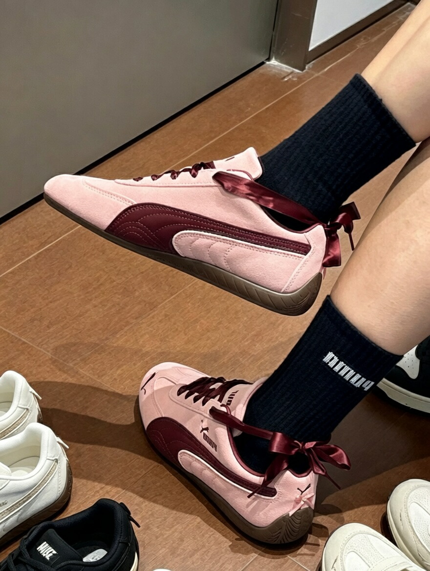 日本未入荷 PUMA Speedcat Lovelace ピューマ スピードキャット 優しいことスピード競技 サクラ色 レディーススニーカー 408177-01
