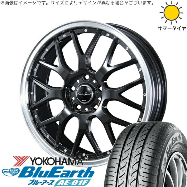 トヨタ シエンタ 170系 185/55R16 サマータイヤ ホイール 4本セット 新品 | ヨコハマタイヤ (YOKOHAMA) ブルーアース AE-01F × ブレスト (BLEST) ユーロスポーツ タイプ815 グロスブラック 16インチ 6J +43 5穴100