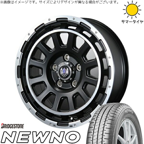 NBOX スペーシア タント デリカミニ 155/65R14 サマータイヤ ホイール 4本セット 新品 | ブリヂストン (BRIDGESTONE) ニューノ &times; ブレスト (BLEST) バーンズテック DH-ストリーム セミグロスブラック 14インチ 4.5J +45 4穴100｜タイヤショップ オールテレーン