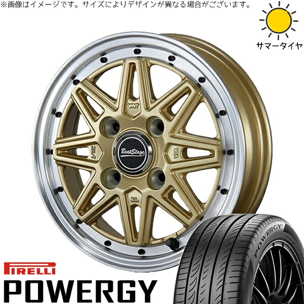 タフト リフトアップ 175/65R15 サマータイヤ ホイール 4本セット 新品 | ピレリ (PIRELLI) パワジー × ブレスト (BLEST) ビートステージ ES-C セミグロスゴールド 15インチ 4.5J +45 4穴100