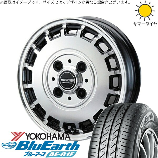 ソリオ MA26 MA36 デリカ 165/70R14 サマータイヤ ホイール 4本セット 新品 | ヨコハマタイヤ (YOKOHAMA) ブルーアース AE-01F × ブレスト (BLEST) バーンズテック KT-ストリーム ブラックポリッシュ 14インチ 4.5J +45 4穴100