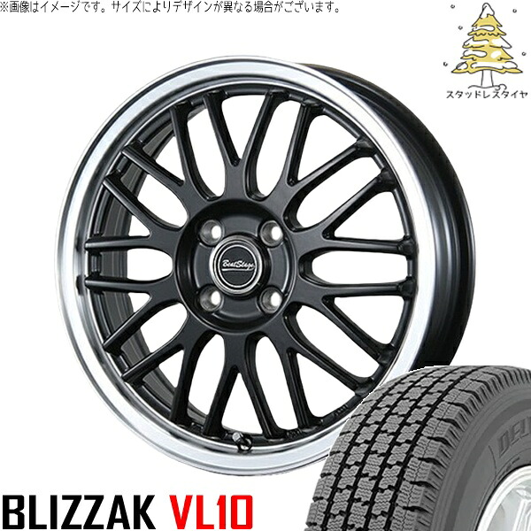 ハイゼットジャンボ 145/80R12 スタッドレスタイヤ ホイール 4本セット 新品 | ブリヂストン (BRIDGESTONE) ブリザック VL10 &times; ブレスト (BLEST) ビートステージ MT-C セミグロスブラック 12インチ 4.00B +43 4穴100｜タイヤショップ オールテレーン