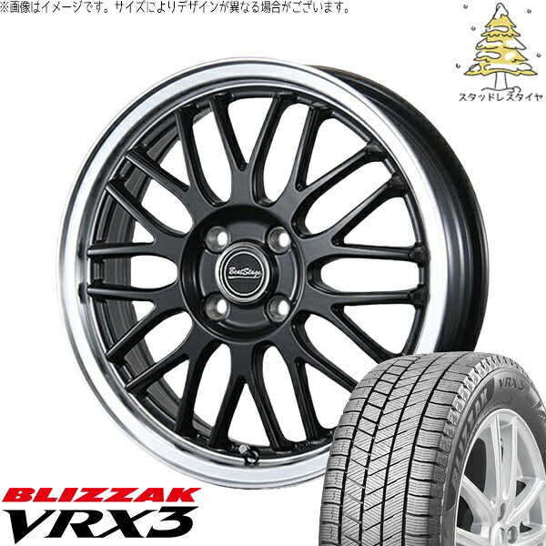 2025年製 NBOX スペーシア タント デリカミニ 155/65R14 スタッドレスタイヤ ホイール 4本セット 新品 | ブリヂストン (BRIDGESTONE) ブリザック VRX3 &times; ブレスト (BLEST) ビートステージ MT-C セミグロスブラック 14インチ 4.5J +45 4穴100｜タイヤショップ オールテレーン