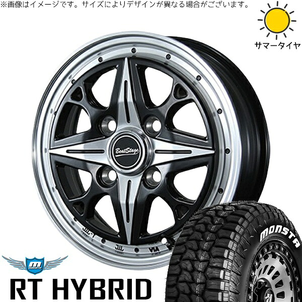 NBOX スペーシア タント デリカミニ 155/65R14 サマータイヤ ホイール 4本セット 新品 | モンスタタイヤ (MONSTA TYRE) RT ハイブリッド × ブレスト (BLEST) ビートステージ NS-C セミグロスブラック 14インチ 4.5J +45 4穴100