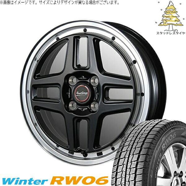 ハイゼットジャンボ 145R12 スタッドレスタイヤ ホイール 4本セット 新品 | ハンコック (HANKOOK) ウィンター RW06 &times; ブレスト (BLEST) ビートステージ WT-C セミグロスブラック 12インチ 4.00B +43 4穴100｜タイヤショップ オールテレーン