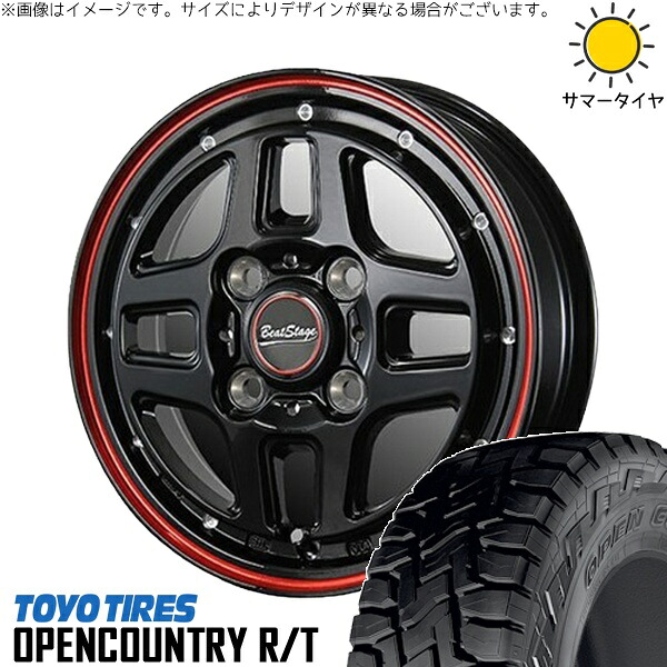 NBOX スペーシア タント デリカミニ 155/65R14 サマータイヤ ホイール 4本セット 新品 | トーヨータイヤ (TOYO TIRE) オープンカントリー R/T × ブレスト (BLEST) ビートステージ WT-C ブラックレッドライン 14インチ 4.5J +45 4穴100