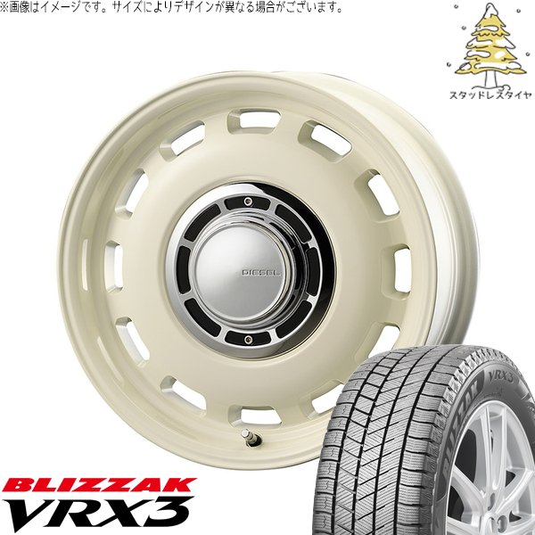 ハスラー デリカミニ ソリオ 165/65R14 スタッドレスタイヤ ホイール 4本セット 新品 | ブリヂストン (BRIDGESTONE) ブリザック VRX3 × コスミック (COSMIC) クロスブラッド ディーゼル ミスティックホワイト 14インチ 4.5J +43 4穴100|タイヤショップ オールテレーン