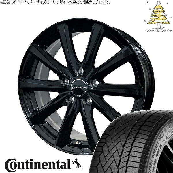 トヨタ シエンタ 170系 185/60R15 スタッドレスタイヤ ホイール 4本セット 新品 | コンチネンタル (CONTINENTAL) ノースコンタクト セブン (NorthContact7) × コスミック (COSMIC) D.TEN ブラック 15インチ 6J +45 5穴100