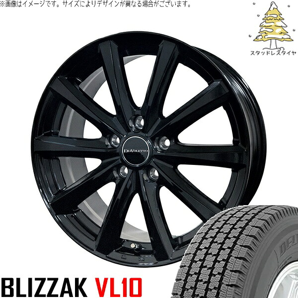 プロボックス 155/80R14 スタッドレスタイヤ ホイール 4本セット 新品 | ブリヂストン (BRIDGESTONE) ブリザック VL10 (BLIZZAK VL10) &times; コスミック (COSMIC) D.TEN ブラック 14インチ 5J +39 4穴100｜タイヤショップ オールテレーン