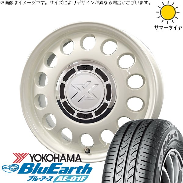 ソリオ MA26 MA36 デリカ 165/70R14 サマータイヤ ホイール 4本セット 新品 | ヨコハマタイヤ (YOKOHAMA) ブルーアース AE-01F × コスミック (COSMIC) クロスブラッド スティール ミスティックホワイト 14インチ 4.5J +43 4穴100|タイヤショップ オールテレーン