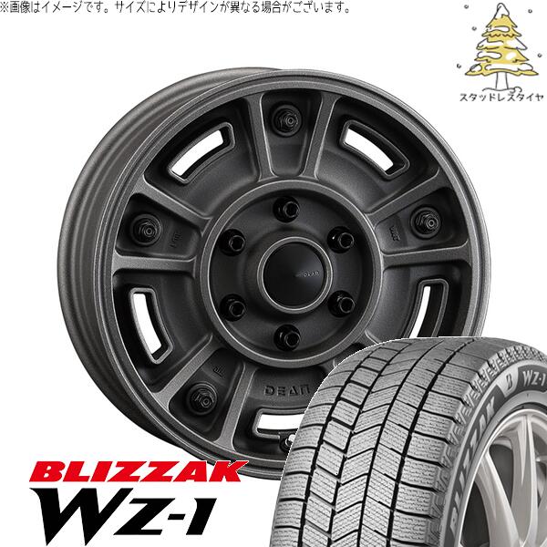 ハイエース専用 215/65R16 スタッドレスタイヤ ホイール 4本セット 新品 | ブリヂストン (BRIDGESTONE) ブリザック WZ-1 (BLIZZAK WZ-1) × クリムソン (CRIMSON) ディーン BJメキシカン ショットチャコールブラック 16インチ 6.5J +38 6穴139.7