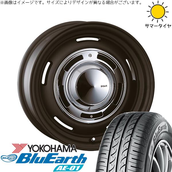 フィット マーチ 185/55R15 サマータイヤ ホイール 4本セット 新品 | ヨコハマタイヤ (YOKOHAMA) ブルーアース AE01 × クリムソン (CRIMSON) ディーン クロスカントリー マットブラック 15インチ 6J +42 4穴100|タイヤショップ オールテレーン