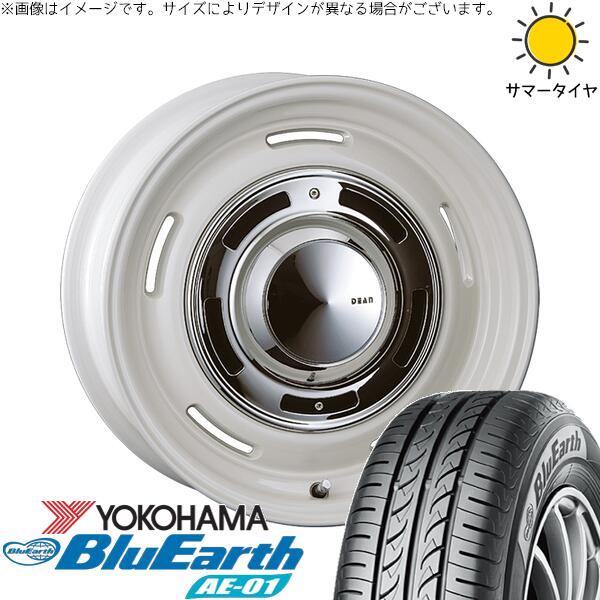 フィット マーチ 185/55R15 サマータイヤ ホイール 4本セット 新品 | ヨコハマタイヤ (YOKOHAMA) ブルーアース AE01 × クリムソン (CRIMSON) ディーン クロスカントリー マーガレットホワイト 15インチ 6J +42 4穴100|タイヤショップ オールテレーン