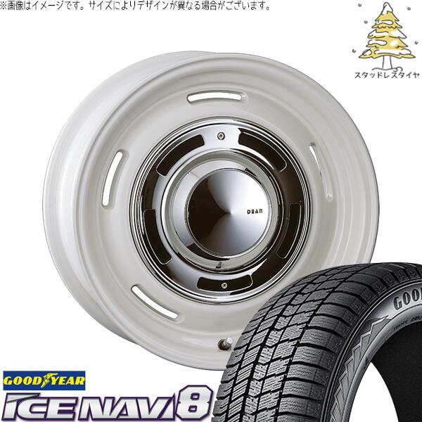 シエンタ リフトアップ 205/60R16 スタッドレスタイヤ ホイール 4本セット 新品 | グッドイヤー (GOODYEAR) アイスナビ エイト (ICENAVI8) × クリムソン (CRIMSON) ディーン クロスカントリー マーガレットホワイト 16インチ 6.5J +38 5穴100