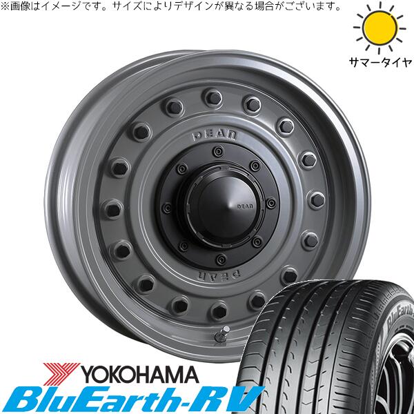 ハイエース専用 215/65R16 サマータイヤ ホイール 4本セット 新品 | ヨコハマタイヤ (YOKOHAMA) ブルーアース RV03 × クリムソン (CRIMSON) ディーン コロラド スティールグレー 16インチ 6.5J +38 6穴139.7
