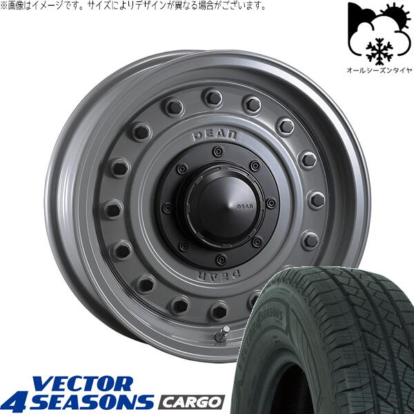 ジムニーシエラ 195/80R15 オールシーズンタイヤ ホイール 4本セット 新品 | グッドイヤー (GOODYEAR) ベクター4シーズンズ カーゴ × クリムソン (CRIMSON) ディーン コロラド スティールグレー 15インチ 6J -5 5穴139.7|タイヤショップ オールテレーン