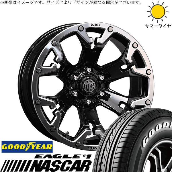 30アルファード 215/65R16 サマータイヤ ホイール 4本セット 新品 | グッドイヤー (GOODYEAR) イーグル ナスカー × クリムソン (CRIMSON) マーテルギア ゴーレム ブラック/マシニンググリップ 16インチ 7J +35 5穴114.3