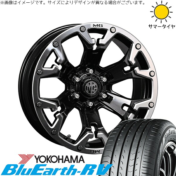 30アルファード 215/65R16 サマータイヤ ホイール 4本セット 新品 | ヨコハマタイヤ (YOKOHAMA) ブルーアース RV03 × クリムソン (CRIMSON) マーテルギア ゴーレム ブラック/マシニンググリップ 16インチ 7J +35 5穴114.3
