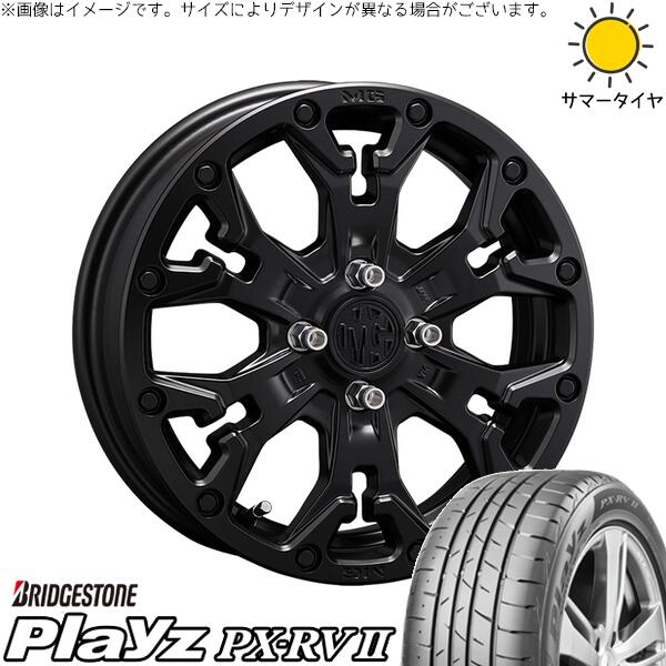 ノートオーラ 205/55R16 サマータイヤ ホイール 4本セット 新品 | ブリヂストン (BRIDGESTONE) プレイズ PX-RV2 × クリムソン (CRIMSON) マーテルギア ゴーレム マットブラック 16インチ 6J +38 4穴100
