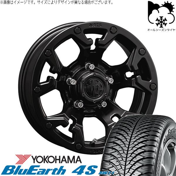ジムニーシエラ 215/70R16 オールシーズンタイヤ ホイール 4本セット 新品 | ヨコハマタイヤ (YOKOHAMA) ブルーアース4S AW21 &times; クリムソン (CRIMSON) マーテルギア ゴーレム マットブラック 16インチ 6J -5 5穴139.7｜タイヤショップ オールテレーン