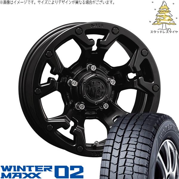 プリウスα 215/60R16 スタッドレスタイヤ ホイール 4本セット 新品 | ダンロップ (DUNLOP) ウィンターマックス02 (WINTERMAXX02 WM02) × クリムソン (CRIMSON) マーテルギア ゴーレム マットブラック 16インチ 7.0J +35 5穴114.3