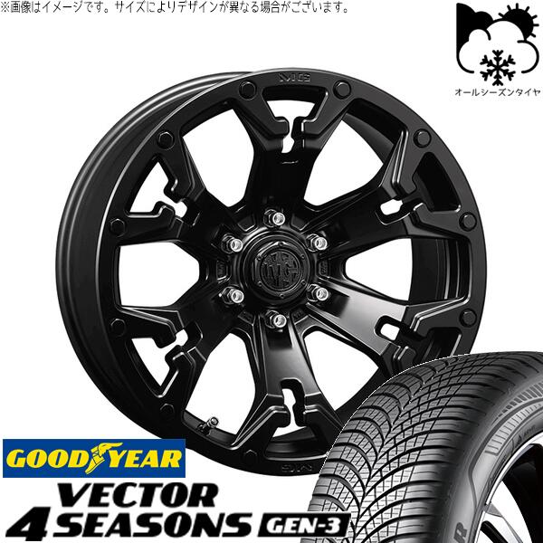30アルファード 215/65R16 オールシーズンタイヤ ホイール 4本セット 新品 | グッドイヤー (GOODYEAR) ベクター4シーズンズ GEN-3 × クリムソン (CRIMSON) マーテルギア ゴーレム マットブラック 16インチ 7J +35 5穴114.3|タイヤショップ オールテレーン