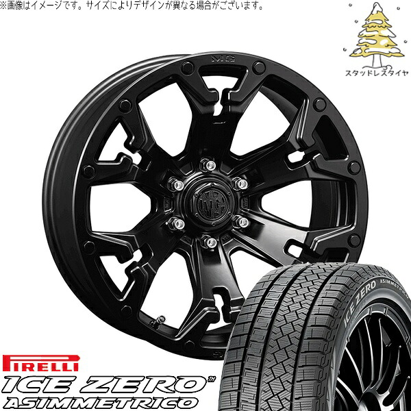 パジェロミニ 195/65R16 スタッドレスタイヤ ホイール 4本セット 新品 | ピレリ (PIRELLI) アイスゼロアシンメトリコ × クリムソン (CRIMSON) マーテルギア ゴーレム マットブラック 16インチ 7J +35 5穴114.3|タイヤショップ オールテレーン