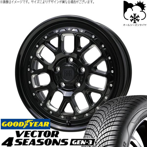 オーリス ブレイド 225/45R17 オールシーズンタイヤ ホイール 4本セット 新品 | グッドイヤー (GOODYEAR) ベクター4シーズンズ GEN-3 &times; ホットスタッフ (HOTSTUFF) バークレイ ハードロック ヒューロン グロスブラック/マシニング 17インチ 7J +38 5穴114.3｜タイヤショップ オールテレーン
