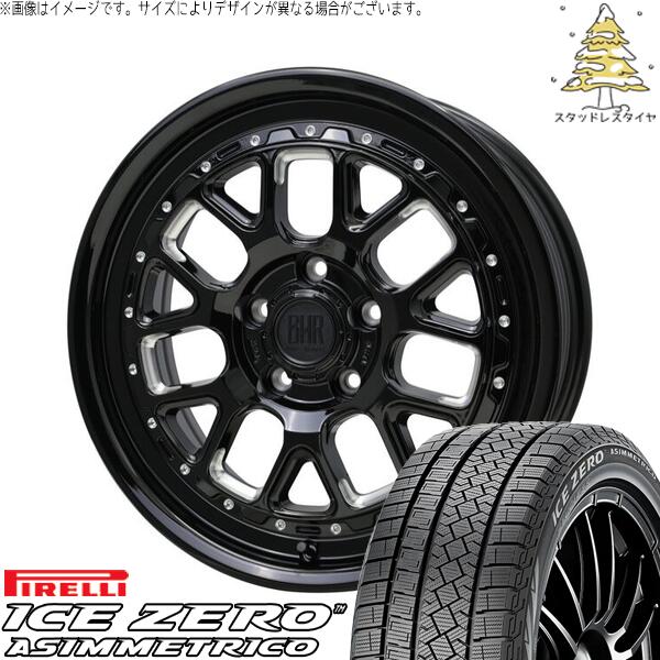 プリウスα 215/60R16 スタッドレスタイヤ ホイール 4本セット 新品 | ピレリ (PIRELLI) アイスゼロアシンメトリコ (ICEZERO ASIMMETRICO) &times; ホットスタッフ (HOTSTUFF) バークレイ ハードロック ヒューロン グロスブラック/マシニング 16インチ 7.0J +38 5穴114.3｜タイヤショップ オールテレーン
