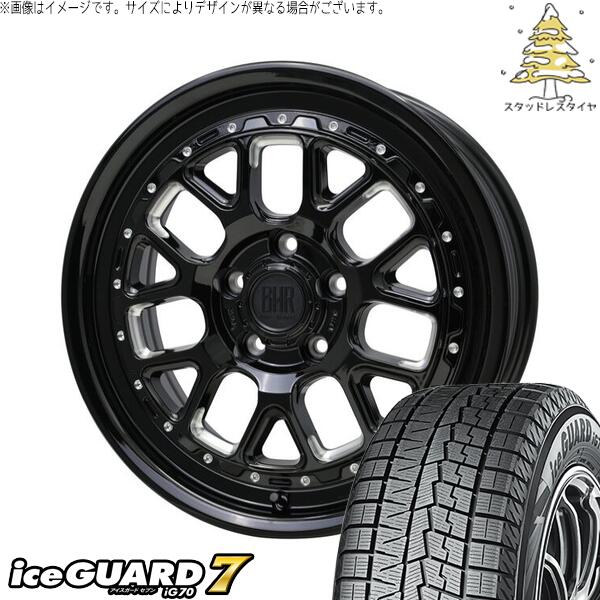 プリウスα 215/60R16 スタッドレスタイヤ ホイール 4本セット 新品 | ヨコハマタイヤ (YOKOHAMA) アイスガード セブン (iceGUARD7 IG70) × ホットスタッフ (HOTSTUFF) バークレイ ハードロック ヒューロン グロスブラック/マシニング 16インチ 7.0J +38 5穴114.3