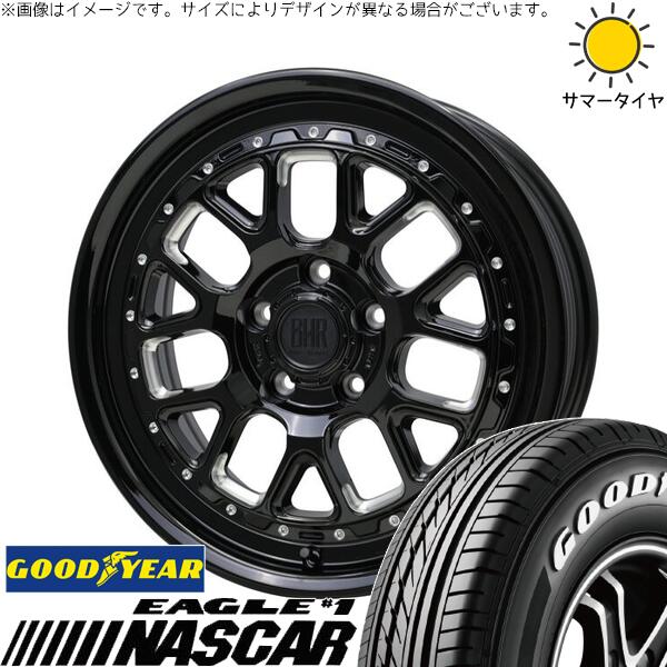 30アルファード 215/65R16 サマータイヤ ホイール 4本セット 新品 | グッドイヤー (GOODYEAR) イーグル ナスカー &times; ホットスタッフ (HOTSTUFF) バークレイ ハードロック ヒューロン グロスブラック/マシニング 16インチ 7J +38 5穴114.3｜タイヤショップ オールテレーン 101,640円