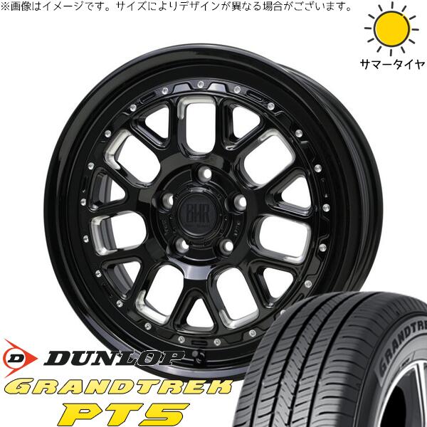 30アルファード 215/65R16 サマータイヤ ホイール 4本セット 新品 | ダンロップ (DUNLOP) グラントレック PT5 × ホットスタッフ (HOTSTUFF) バークレイ ハードロック ヒューロン グロスブラック/マシニング 16インチ 7J +38 5穴114.3