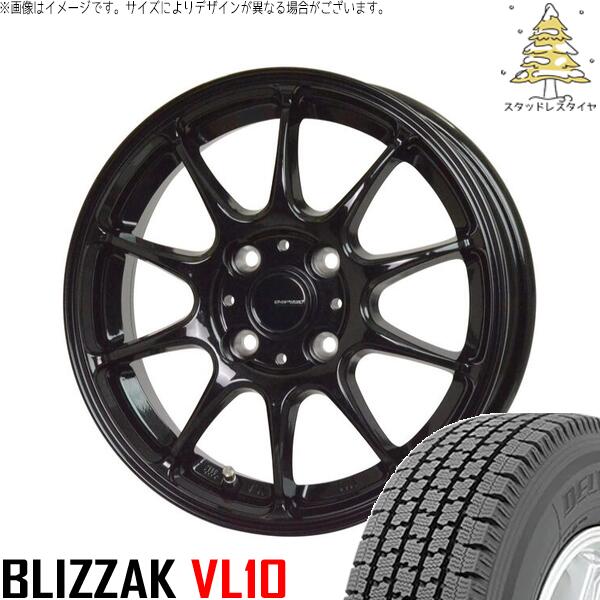 タント ムーブ ワゴンR ラパン 145/80R13 スタッドレスタイヤ ホイール 4本セット 新品 | ブリヂストン (BRIDGESTONE) ブリザック VL10 (BLIZZAK VL10) × ホットスタッフ (HOTSTUFF) Gスピード G07 メタリックブラック 13インチ 4.00B +45 4穴100