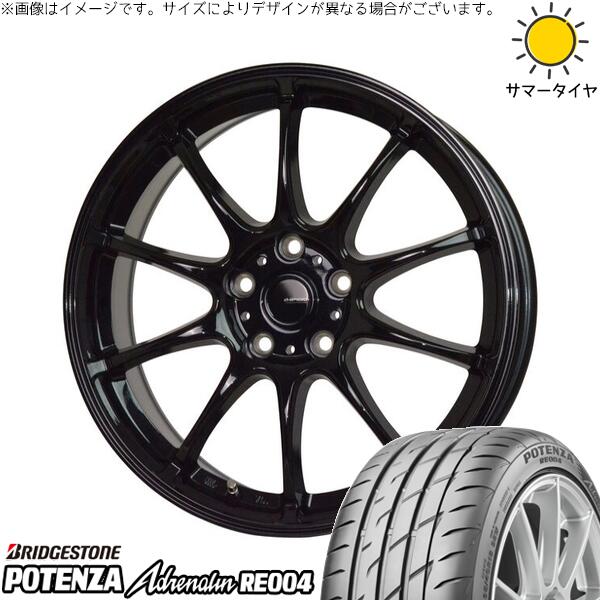 フォレスター 215/55R17 サマータイヤ ホイール 4本セット 新品 | ブリヂストン (BRIDGESTONE) ポテンザ アドレナリン RE004 × ホットスタッフ (HOTSTUFF) Gスピード G07 メタリックブラック 17インチ 7J +45 5穴100