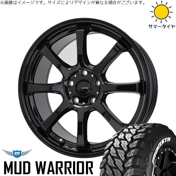 ZR-V クロストレック 215/70R16 サマータイヤ ホイール 4本セット 新品 | モンスタタイヤ (MONSTA TYRE) マッドウォーリア × ホットスタッフ (HOTSTUFF) Gスピード G08 メタリックブラック 16インチ 6.5J +40 5穴114.3