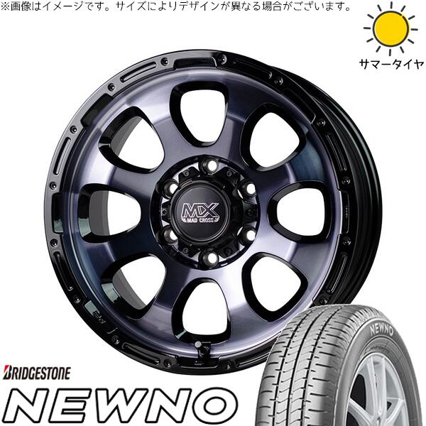 ハイエース専用 215/65R16 サマータイヤ ホイール 4本セット 新品 | ブリヂストン (BRIDGESTONE) ニューノ × ホットスタッフ (HOTSTUFF) マッドクロス グレイス ブラッククリア/リムブラック 16インチ 6.5J +38 6穴139.7
