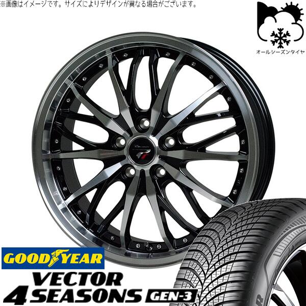 レクサスGS レクサスIS 225/50R17 オールシーズンタイヤ ホイール 4本セット 新品 | グッドイヤー (GOODYEAR) ベクター4シーズンズ GEN-3 × ホットスタッフ (HOTSTUFF) プレシャス HM-3 メタリックブラックポリッシュ 17インチ 7J +38 5穴114.3|タイヤショップ オールテレーン