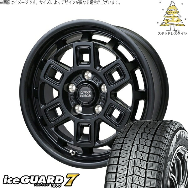 マツダ6 エルグランド 225/60R17 スタッドレスタイヤ ホイール 4本セット 新品 | ヨコハマタイヤ (YOKOHAMA) アイスガードセブン IG70 × ホットスタッフ (HOTSTUFF) マッドクロス アイヴァー マットブラック 17インチ 7J +38 5穴114.3|タイヤショップ オールテレーン