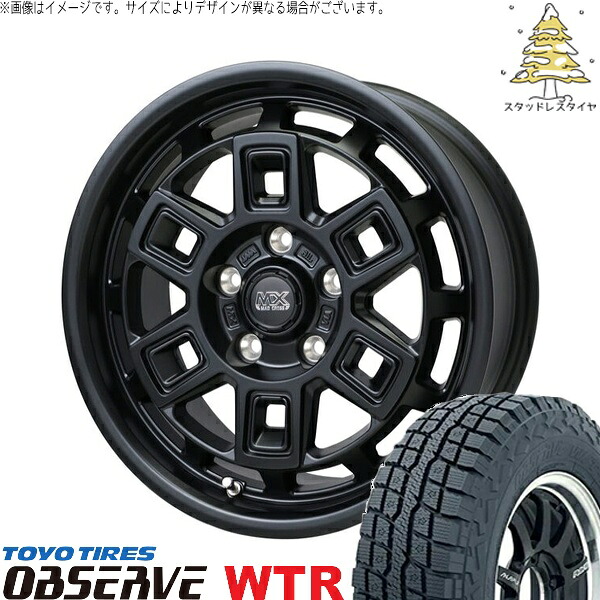 パジェロミニ 185/85R16 スタッドレスタイヤ ホイール 4本セット 新品 | トーヨータイヤ (TOYO TIRE) オブザーブ W/T-R × ホットスタッフ (HOTSTUFF) マッドクロス アイヴァー マットブラック 16インチ 7J +38 5穴114.3|タイヤショップ オールテレーン