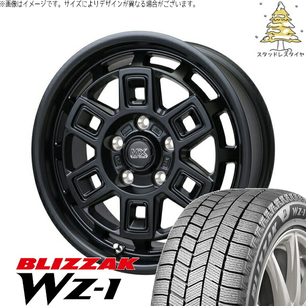 ヴェルファイア 215/70R16 スタッドレスタイヤ ホイール 4本セット 新品 | ブリヂストン (BRIDGESTONE) ブリザック WZ-1 (BLIZZAK WZ-1) × ホットスタッフ (HOTSTUFF) マッドクロス アイヴァー マットブラック 16インチ 7.0J +38 5穴114.3