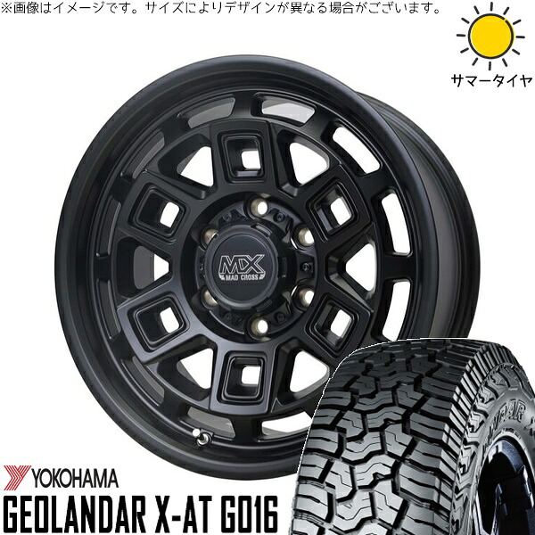 ジムニーシエラ 215/70R16 サマータイヤ ホイール 4本セット 新品 | ヨコハマタイヤ (YOKOHAMA) ジオランダー X-AT G016 × ホットスタッフ (HOTSTUFF) マッドクロス アイヴァー マットブラック 16インチ 6J ±0 5穴139.7|タイヤショップ オールテレーン