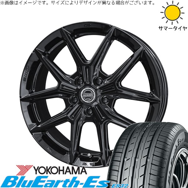 エクシーガ ウィッシュ 215/50R17 サマータイヤ ホイール 4本セット 新品 | ヨコハマタイヤ (YOKOHAMA) ブルーアース ES32 × 共豊コーポレーション (KYOHO) スマック IG-TEC グロスブラック 17インチ 7J +45 5穴100