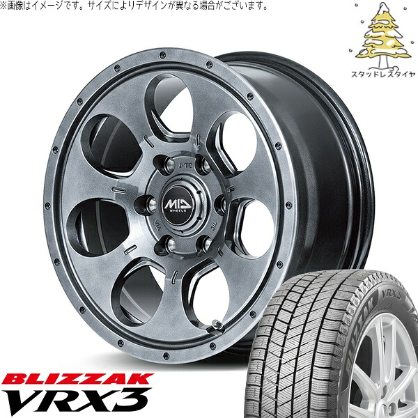 パジェロミニ 195/65R16 スタッドレスタイヤ ホイール 4本セット 新品 | ブリヂストン (BRIDGESTONE) ブリザック VRX3 (BLIZZAK VRX3) × エムアイディー (MID) MIDホイール マッドエージェント メタリックグレー 16インチ 7.0J +40 5穴114.3
