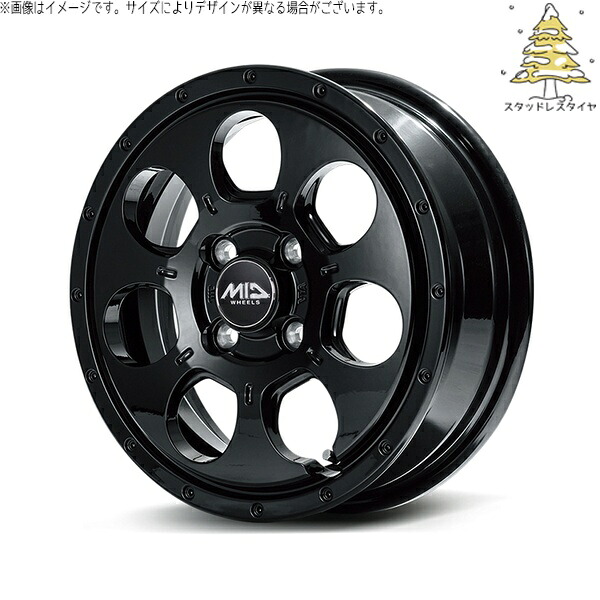 モコ ゼスト パレット ミラ 165/50R15 スタッドレスタイヤ ホイール 4本セット 新品 | おすすめ輸入タイヤ × エムアイディー (MID) MIDホイール マッドエージェント セミグロスブラック 15インチ 4.5J +45 4穴100