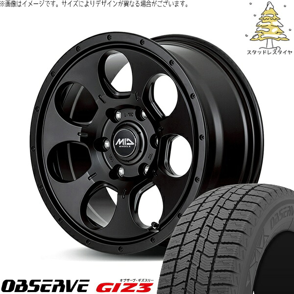 カローラクロス 215/65R16 スタッドレスタイヤ ホイール 4本セット 新品 | トーヨータイヤ (TOYO) オブザーブ ギズスリー (OBSERVE GIZ3) × エムアイディー (MID) MIDホイール マッドエージェント セミグロスブラック 16インチ 7.0J +40 5穴114.3