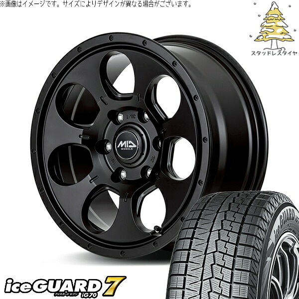 カローラクロス 215/65R16 スタッドレスタイヤ ホイール 4本セット 新品 | ヨコハマタイヤ (YOKOHAMA) アイスガード セブン (iceGUARD7 IG70) × エムアイディー (MID) MIDホイール マッドエージェント セミグロスブラック 16インチ 7.0J +40 5穴114.3